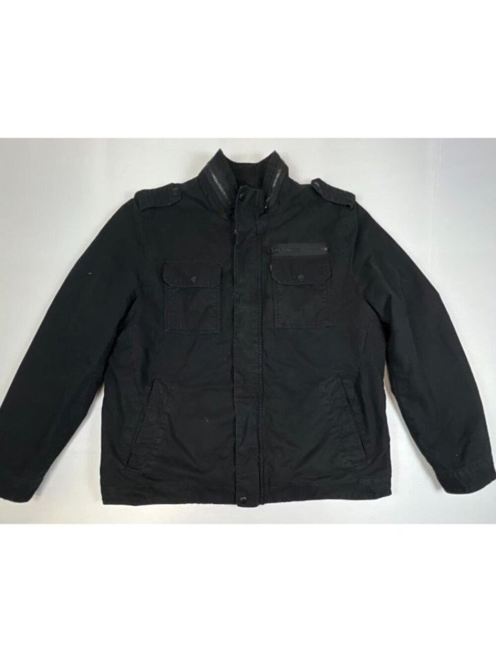 Levi's Men XL Black Sherpa Lined Cotton Field Jacket Utility Military Style